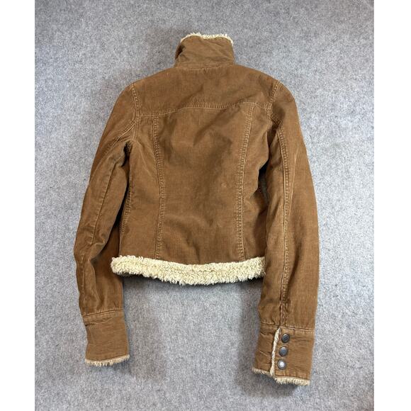 Abercrombie & Fitch Jacket Womens Brown Corduroy Sherpa Lined Full Zip Winter XS - Picture 5 of 8